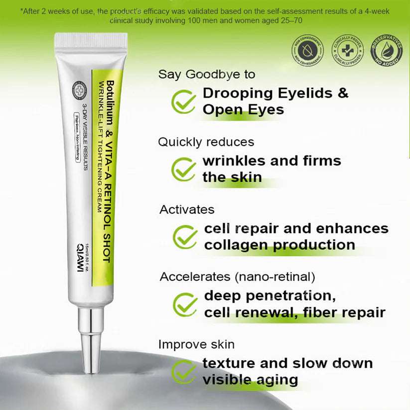 ✨Final 3 Hours: 70%OFF🔥 Botulinum & Vita-A Retinol Shot Wrinkle-Lift Tightening cream✨
