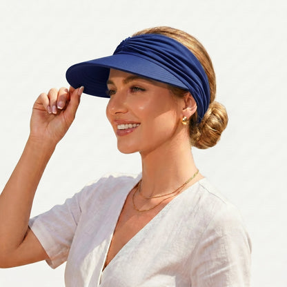👒 UPF 50+ Sun Visor Ponytail Hat | Wide Brim, Breathable, Foldable